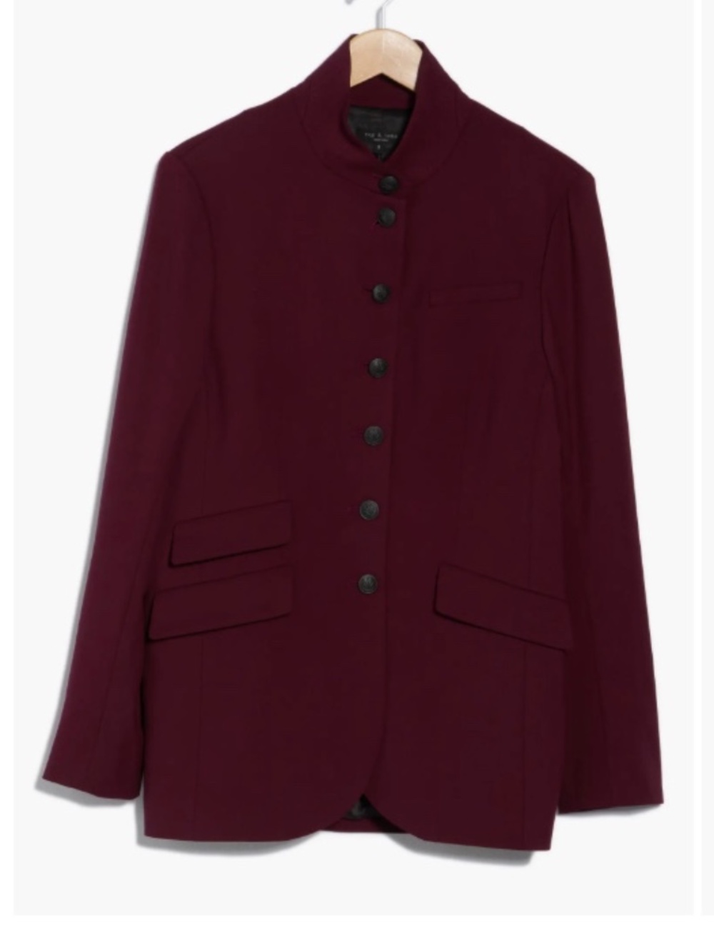 Rag & Bone Slade Wool Long Blazer in Maroon